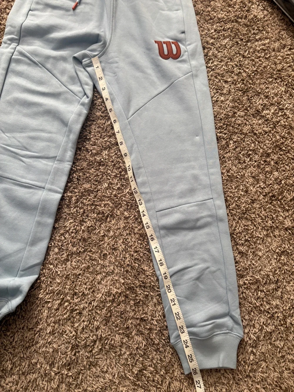 Wilson Pale Blue Kids Jogger Sweatpants with Rust W Patch